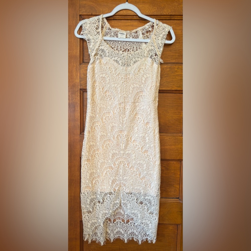 Free People Cream Peek-a-Boo Slip Dress